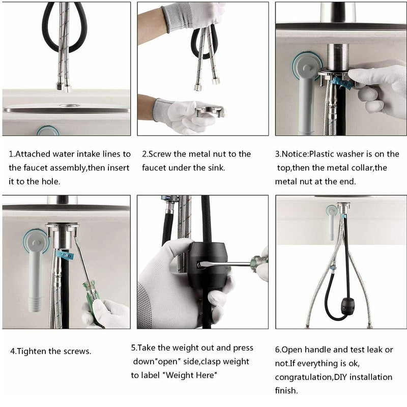 Brushed Nickel Kitchen Faucet Sink Mixer Faucet Pull down Sprayer Single Handle