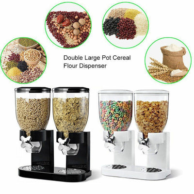 Double Two Cereal Storage Dispenser Kitchen Pantry Rice Grain Dry Food Container