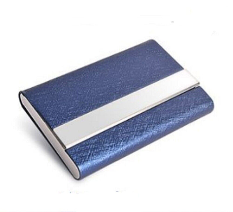 Metal PU Leather Pocket Card Holder - Slim Business ID Credit Card Case Wallet