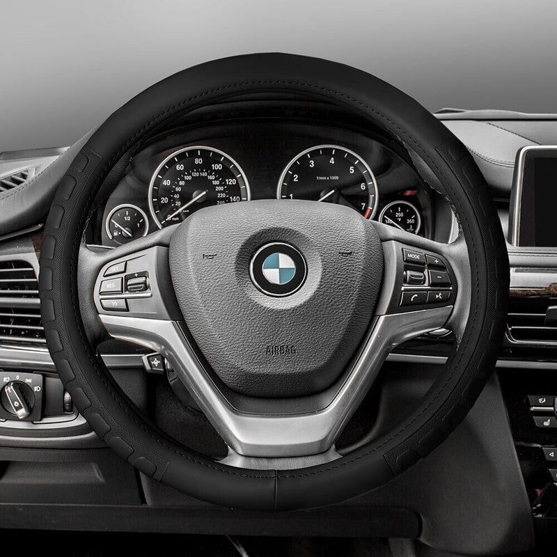 Universal Fit Microfiber Leather Steering Wheel Cover Fits 14.5" - 15.5"