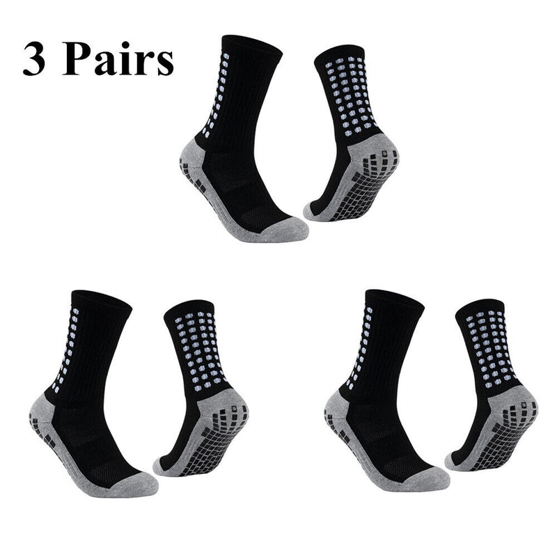 Premium 3 Pair Sport Socks anti Slip W/ Grip Soccer Men Football Basketball Sock