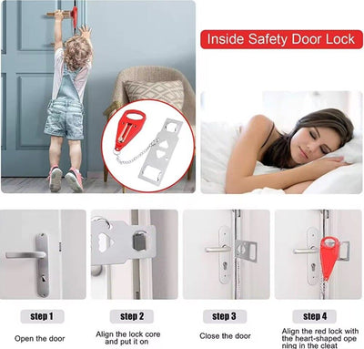 2 Portable Door Lock, Home Security Travel Lock, Safety & Privacy Lockdown Lock