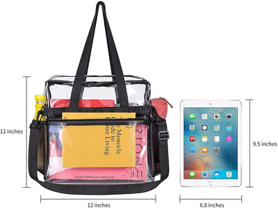 Clear PVC Tote Pack Bag Handbag Zip Purse Stadium Transparent Security Approved