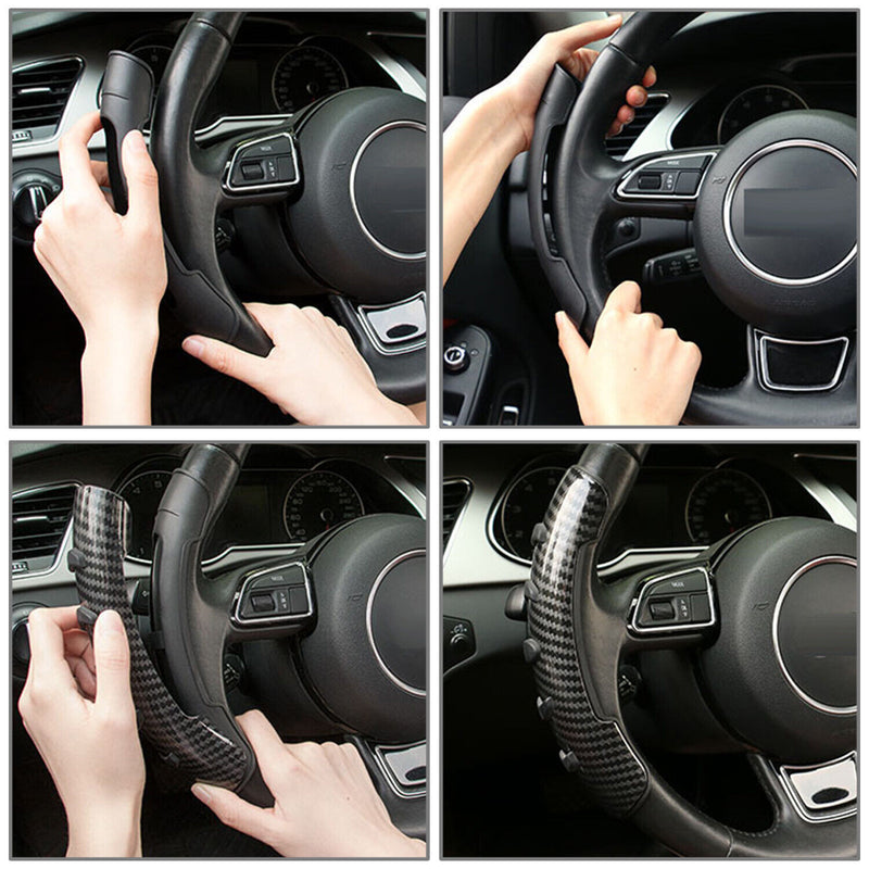 2PC Car Steering Wheel Booster Non-Slip Carbon Fiber Cover Universal Accessories