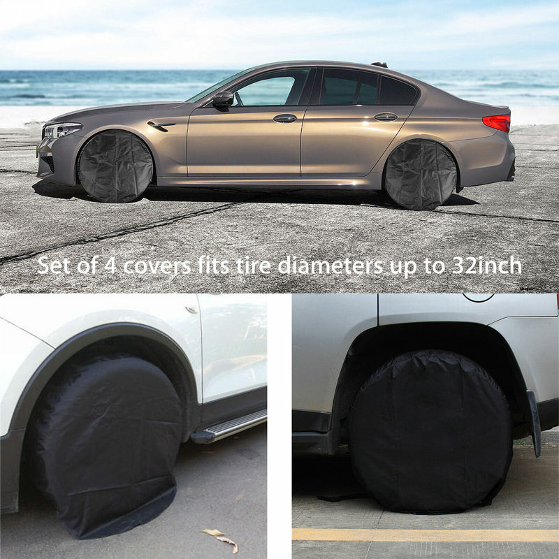 4PCS Waterproof Tire Covers Wheel & Tyre RV Trailer Camper Sun Protector 30"-32"