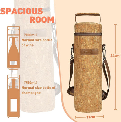 Wine Carrier Bag Insulated Single Bottle Cooler Protection Carrying Tote Travel