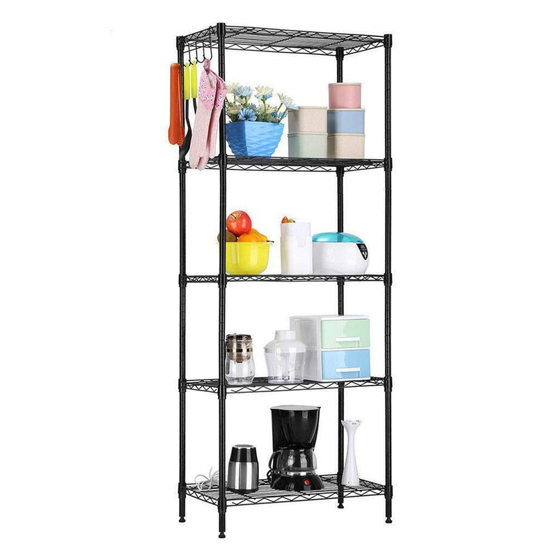Adjustable 5-Layer Wire Shelves Metal Shelf Rack Kitchen Storage Organizer 