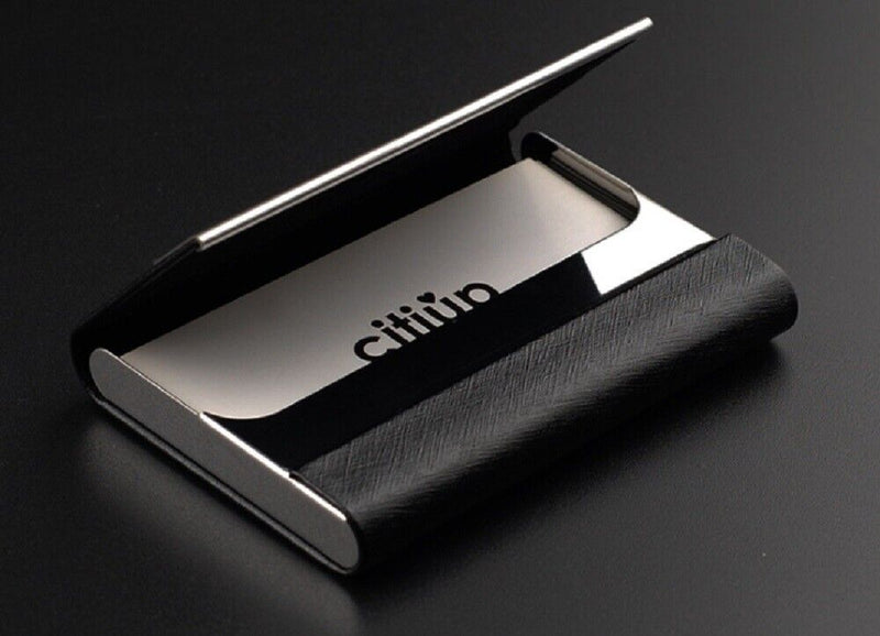 Metal PU Leather Pocket Card Holder - Slim Business ID Credit Card Case Wallet