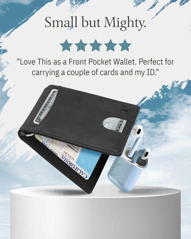 Slim Wallets for Men Bifold Mens Wallet with Removable Money Clip RFID Blocking