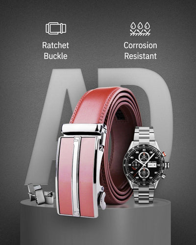 Microfiber Leather Mens Ratchet Belt Belts for Men Adjustable Automatic Buckle