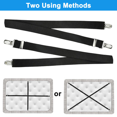 2X Bed Sheet Fastener Adjustable Elastic Suspenders Straps Covers Clips Gripper