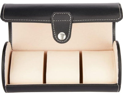 Vegan Leather Watch Case 3-Slot, Watch Roll Travel Storage Organizer