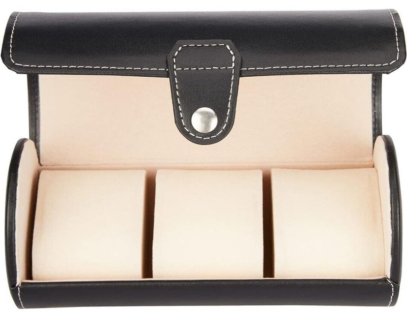 Vegan Leather Watch Case 3-Slot, Watch Roll Travel Storage Organizer
