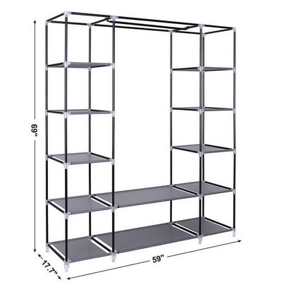 Portable Closet Wardrobe Clothes Rack Storage Organizer Shelf Water-Proof Fabric