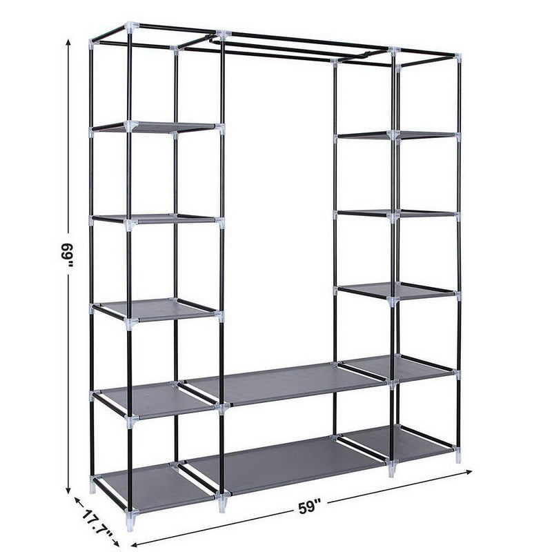 Portable Closet Wardrobe Clothes Rack Storage Organizer Shelf Water-Proof Fabric