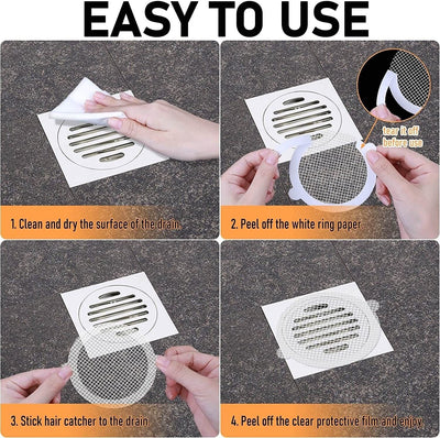 50 Pack Disposable Shower Drain Hair Catcher Mesh Sticker Strainers for Shower