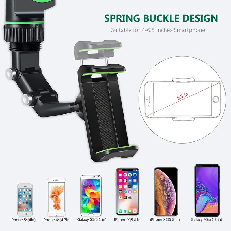 360° Car Phone Holder Rotatable and Retractable Rearview Mirror Universal Mount
