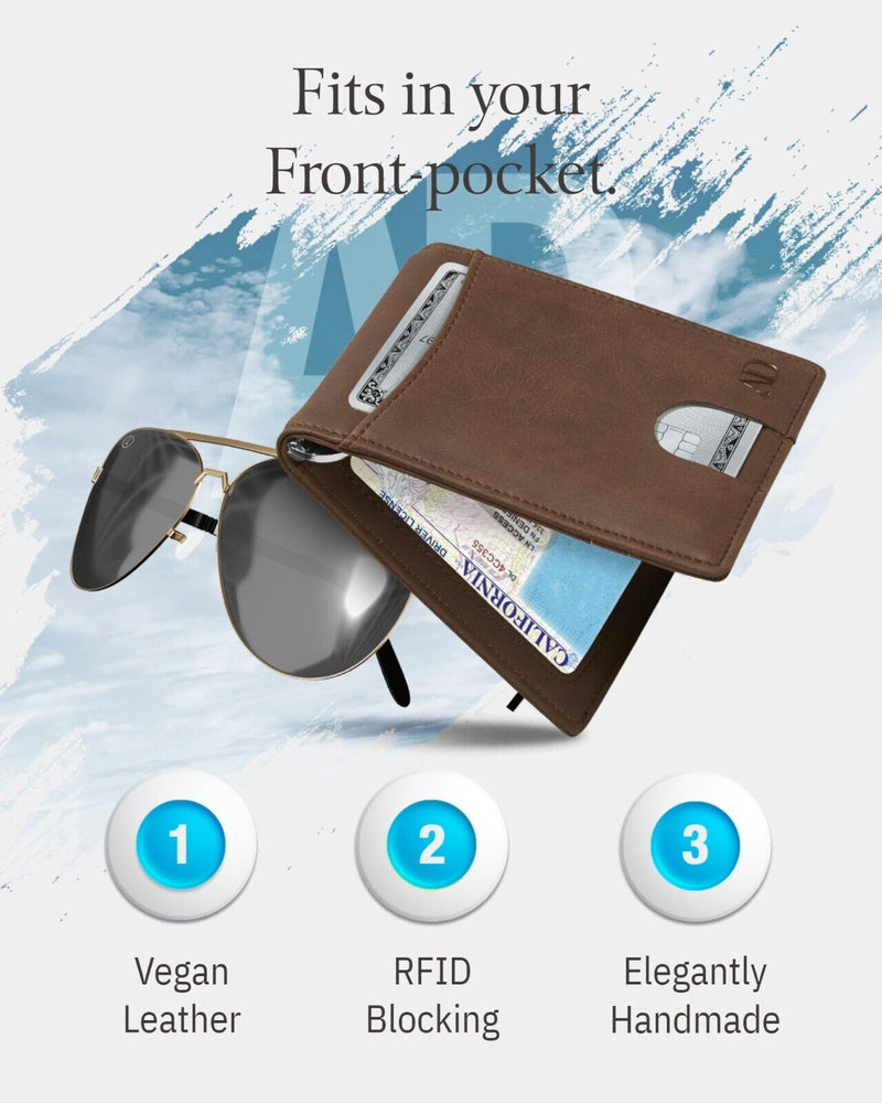 Slim Wallets for Men Bifold Mens Wallet with Removable Money Clip RFID Blocking
