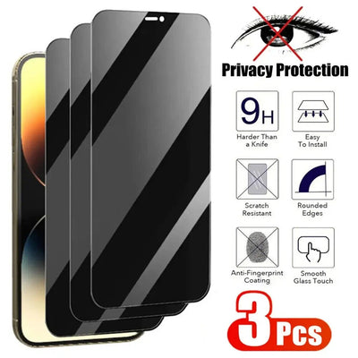 3X For iPhone 15 Pro Max Anti Spy Privacy Tempered Glass Screen Protector
