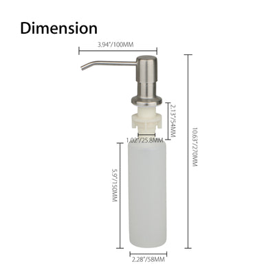 300ML Kitchen Sink Soap Dispenser Polish Stainless Steel Hand Liquid Pump Bottle