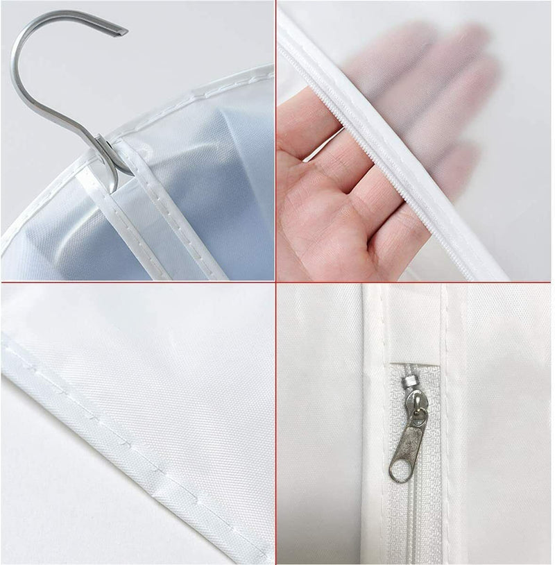 5 Pcs Garment Bag Travel Suit Dress Storage Clear Cover Full Zipper Coat Carrier