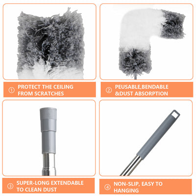 Adjustable Soft Microfiber Feather Duster Dusting Brush Household Cleaning Tool