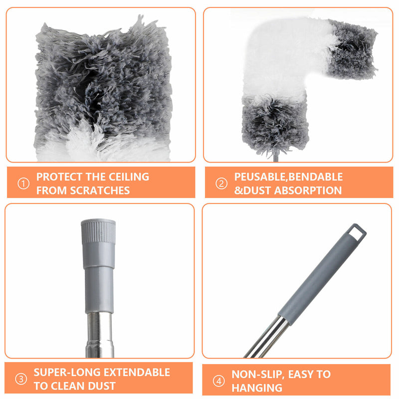 Adjustable Soft Microfiber Feather Duster Dusting Brush Household Cleaning Tool
