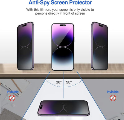 3X For iPhone 15 Pro Max Anti Spy Privacy Tempered Glass Screen Protector