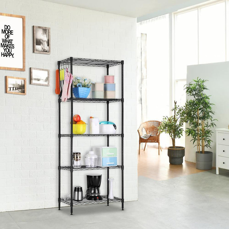 Adjustable 5-Layer Wire Shelves Metal Shelf Rack Kitchen Storage Organizer 