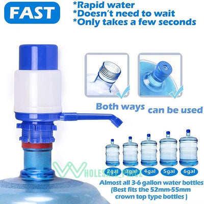 Hand Press 5 Gallon Pump Water Bottle Jug Manual Dispenser Drinking Tap Spigot