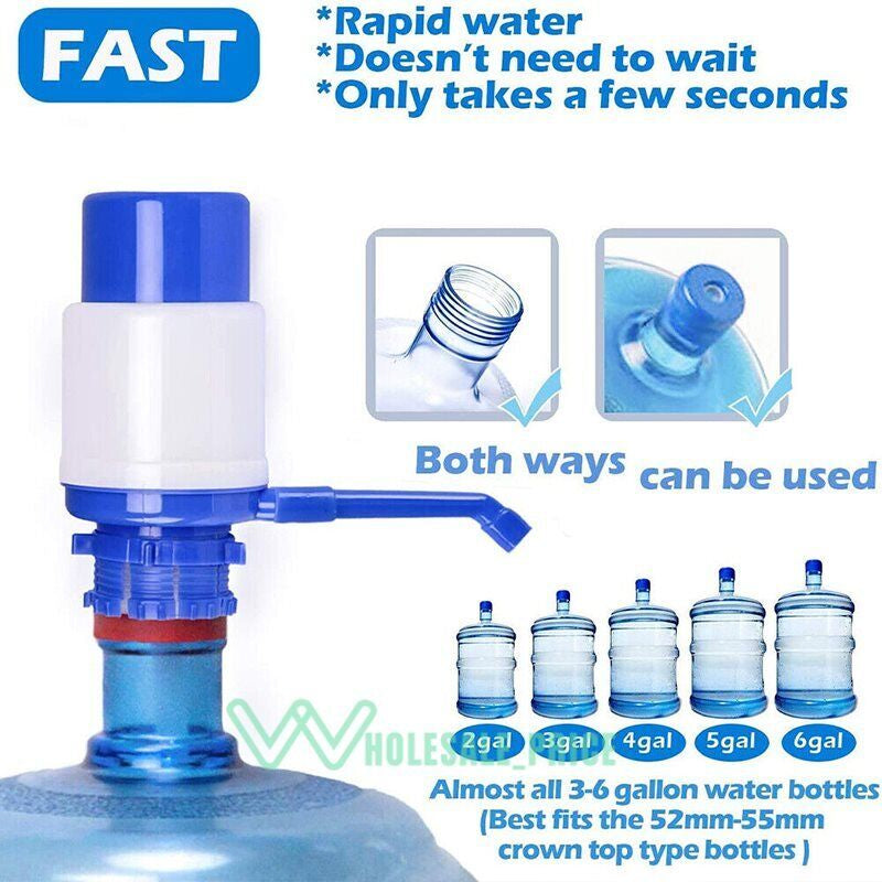Hand Press 5 Gallon Pump Water Bottle Jug Manual Dispenser Drinking Tap Spigot