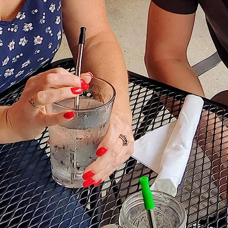 Reusable Stainless Steel Drinking Straws Set with Silicon Tips and Travel Case