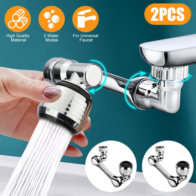 2 Pcs Universal 1080° Swivel Extension Faucet Aerator Rotate Robotic Arm Extend