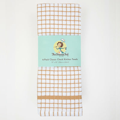Checkered Kitchen Towels (Pack of 6), 15X25 in - Color Options, Absorbent Cotton