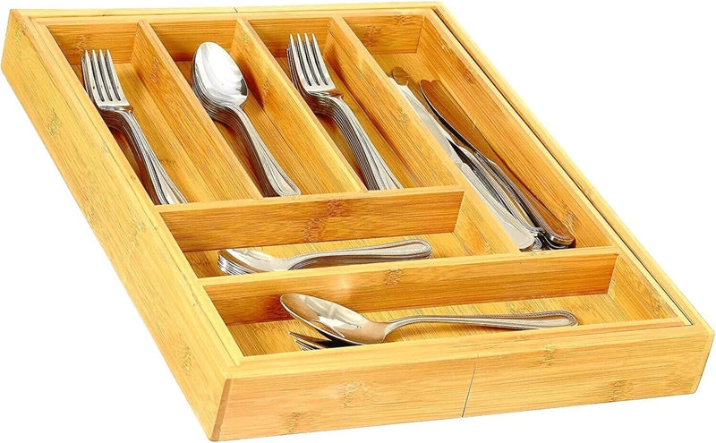 Expandable Cutlery Flatware Drawer Utensil Tray Kitchen Organizer Storage Bamboo
