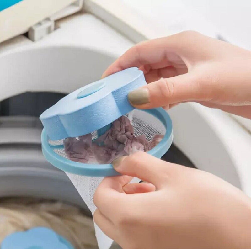 2 Piece Reusable Laundry Lint & Pet Hair Remover - Floating Mesh Bag Catcher