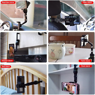 360° Car Phone Holder Rotatable and Retractable Rearview Mirror Universal Mount