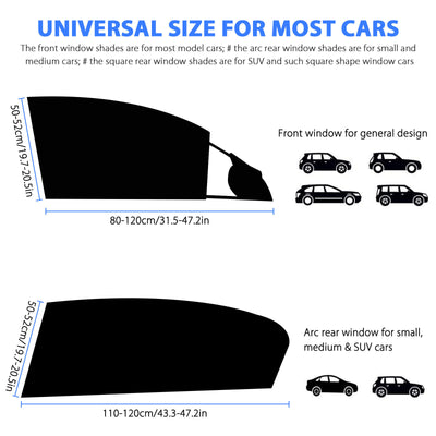 4PCS Car Side Window Sun Shade Cover Visor Mesh Shield UV Block Sunshade Screen