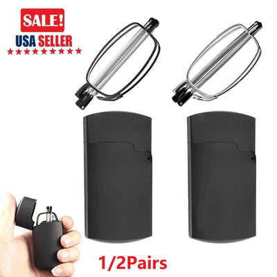 Metal Compact Folding Anti-Blue Light Reading Glasses with Carrying Case