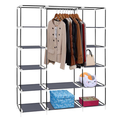 Portable Closet Wardrobe Clothes Rack Storage Organizer Shelf Water-Proof Fabric