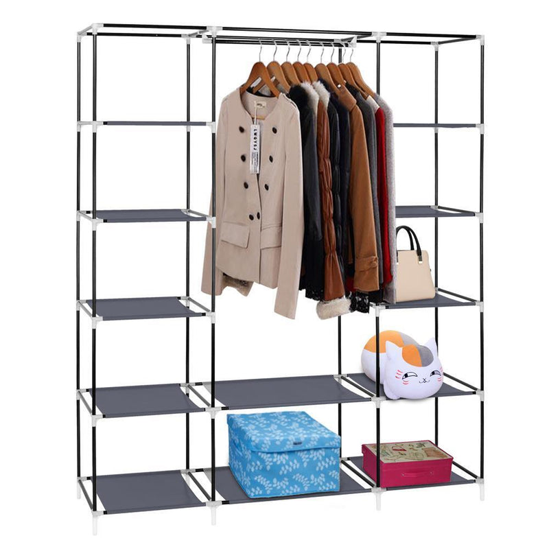Portable Closet Wardrobe Clothes Rack Storage Organizer Shelf Water-Proof Fabric