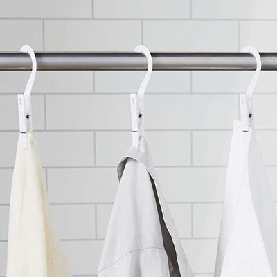 Laundry Hooks Clothespin Hangers Pins Clips New Plastic White, Set of 10