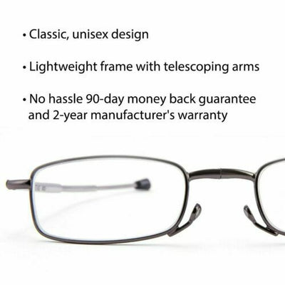 Metal Compact Folding Anti-Blue Light Reading Glasses with Carrying Case