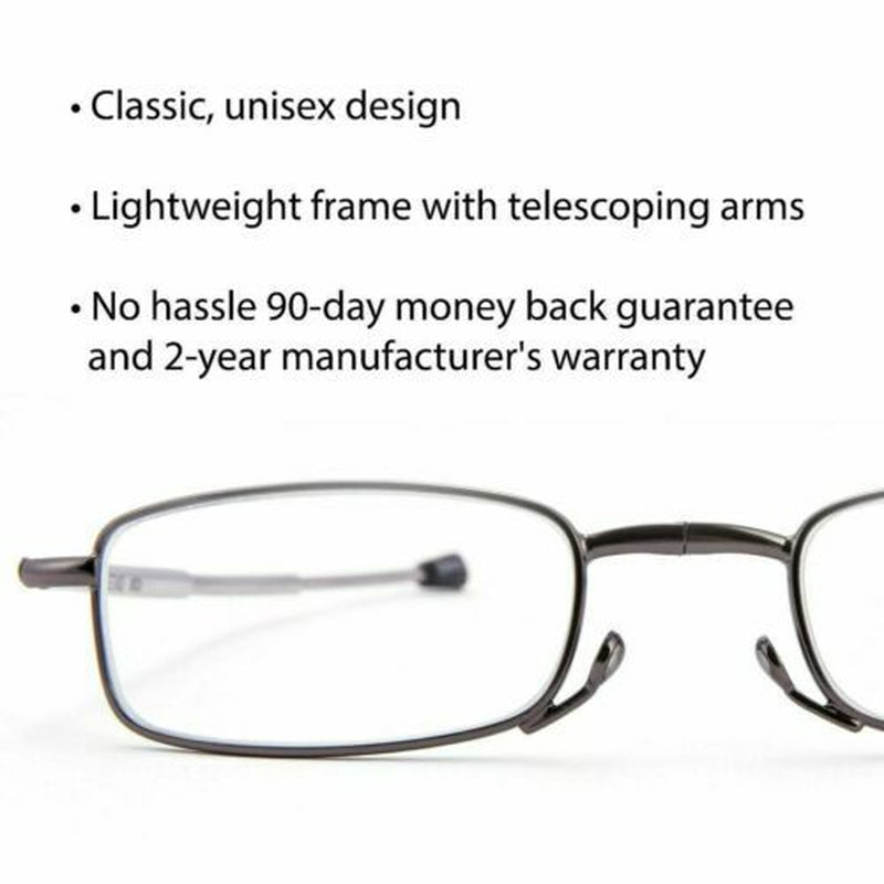 Metal Compact Folding Anti-Blue Light Reading Glasses with Carrying Case