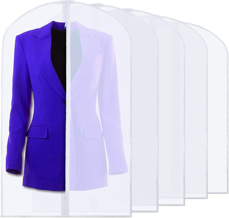 5 Pcs Garment Bag Travel Suit Dress Storage Clear Cover Full Zipper Coat Carrier