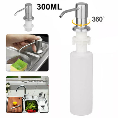 300ML Kitchen Sink Soap Dispenser Polish Stainless Steel Hand Liquid Pump Bottle