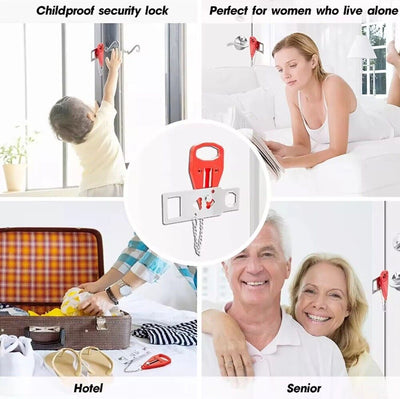 2 Portable Door Lock, Home Security Travel Lock, Safety & Privacy Lockdown Lock