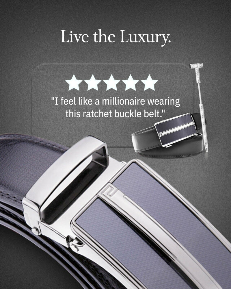 Microfiber Leather Mens Ratchet Belt Belts for Men Adjustable Automatic Buckle