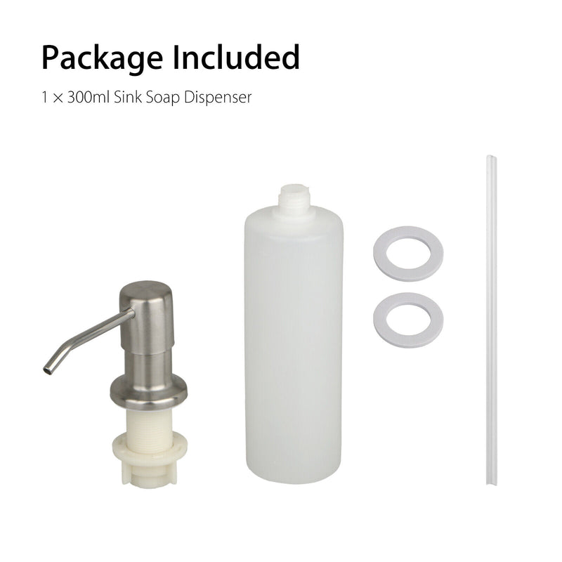 300ML Kitchen Sink Soap Dispenser Polish Stainless Steel Hand Liquid Pump Bottle