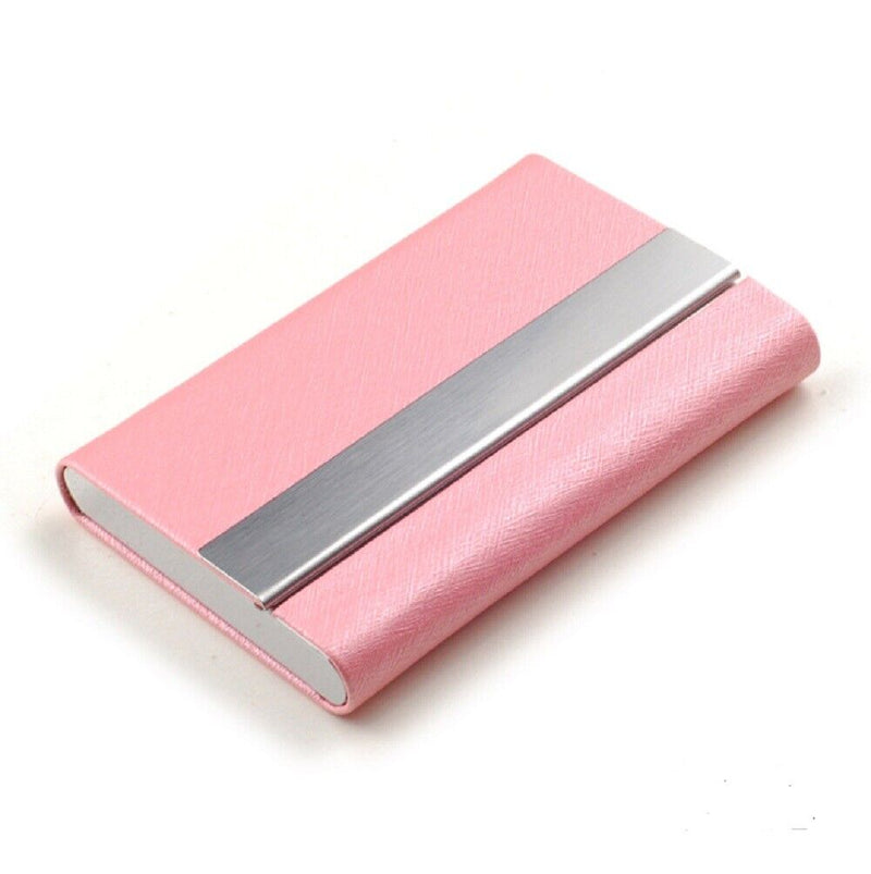 Metal PU Leather Pocket Card Holder - Slim Business ID Credit Card Case Wallet